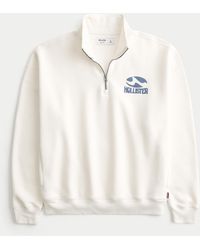 Hollister - Boxy Quarter-zip Logo Graphic Sweatshirt - Lyst