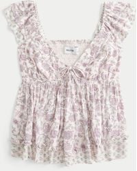 Hollister - Easy Handkerchief Hem Babydoll Top - Lyst
