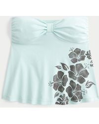 Hollister - Strapless Floral Graphic Babydoll Top - Lyst