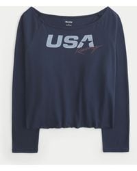 Hollister - Oversized Long-sleeve Usa Racing Graphic Tee - Lyst