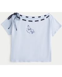 Hollister - Easy Off-the-shoulder Tie T-shirt - Lyst