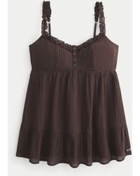 Hollister - Longline Ruffle Icon Tunic Babydoll Top - Lyst