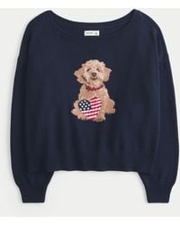 Hollister - Easy Off-the-shoulder Dog Graphic Sweater - Lyst