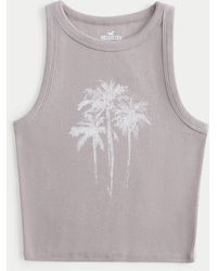 Hollister - Ribbed Palm Tree Graphic Tank - Lyst