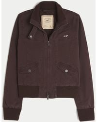 Hollister Twill Zip-up Jacket in Green | Lyst UK
