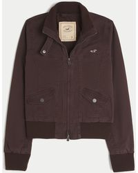 Hollister Twill Zip-up Jacket in Green | Lyst UK
