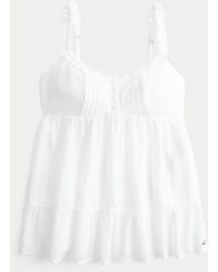 Hollister - Longline Ruffle Icon Tunic Babydoll Top - Lyst