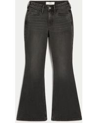 Hollister - Curvy High-rise Washed Black Flare Jeans - Lyst