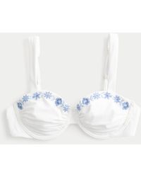 Hollister - Ruched Embroidered Balconette Bikini Top - Lyst