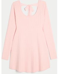 Hollister - Tie Back Babydoll Sweater Mini Dress - Lyst
