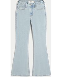 Hollister - High-rise Light Wash Heart Embroidered Flare Jeans - Lyst