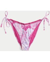 Hollister - Stitched Trim Side Tie Cheeky Bikini Bottom - Lyst