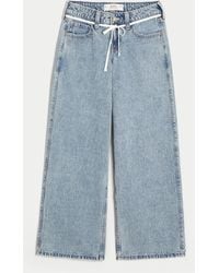Hollister - Low Rise Super Baggy Jeans in heller Waschung und Schnürsenkel-Optik - Lyst