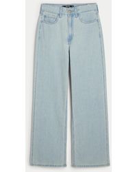 Hollister - Leichte Ultra High Rise Baggy-Jeans in heller Waschung mit Streifen - Lyst
