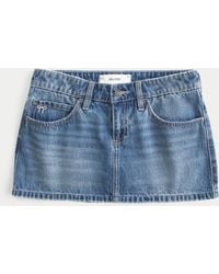 Hollister - Low Rise Jeans-Miniskort mit Schleifenstickerei - Lyst