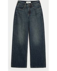 Hollister - High-rise Dark Wash Baggy Jeans - Lyst