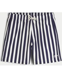 Hollister - Mid-thigh Seersucker Swim Trunks - Lyst