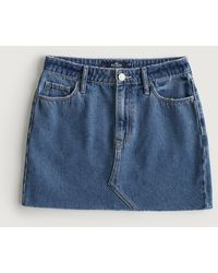 Hollister - Dark Wash Denim Mini Skirt - Lyst