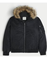 Hollister - Faux Fur Trim Zip-up Bomber Jacket - Lyst