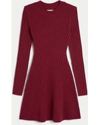 Hollister - Ribbed Skater Mini Sweater Dress - Lyst