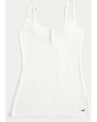 Hollister - Lace Trim Henley Cami - Lyst
