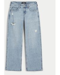 Hollister - Low-rise Ripped Medium Wash Baggy Jeans - Lyst
