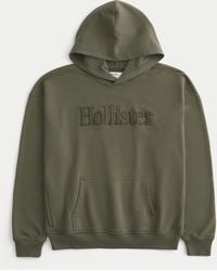Hollister - Boxy Terry Logo Graphic Hoodie - Lyst