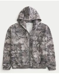 Hollister - Hollister Feel Good Boxy Zip-up Camo Hoodie - Lyst