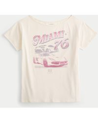 Hollister - Schulterfreies Oversized-Tee mit Miami Racing-Grafik - Lyst