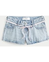 Hollister - Low-rise Light Wash Mini Jean Shorts - Lyst