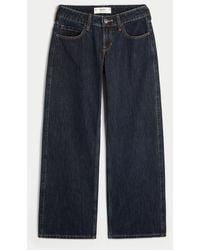 Hollister - Low-rise Dark Wash London Embroidered Baggy Jeans - Lyst