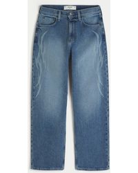 Hollister - Dark Wash Graphic Baggy Jeans - Lyst