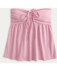 Hollister - Strapless Cinched Babydoll Top - Lyst