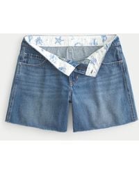 Hollister - Low-rise Dark Wash Baggy Denim Shorts 5" - Lyst