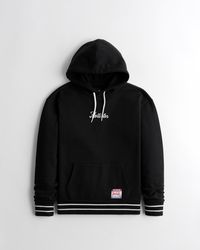 Hollister Relaxed Embroidered Logo Hoodie - Black