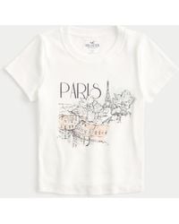 Hollister - Kurzes Baby-Tee mit Paris-Grafik - Lyst