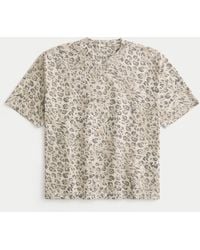 Hollister - Boxy Crop Heavyweight Leopard Print Crew T-shirt - Lyst