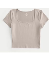 Hollister - Soft Stretch Seamless Fabric Square-neck T-shirt - Lyst