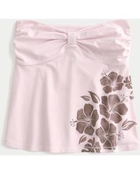 Hollister - Strapless Floral Graphic Babydoll Top - Lyst