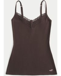 Hollister - Lace Trim Henley Cami - Lyst
