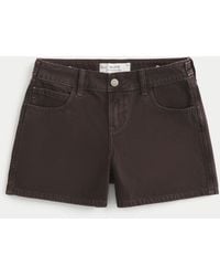 Hollister - Hollister Andi Adjustable Waist Low-rise Brown Baggy Denim Shorts - Lyst