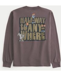 Hollister - Relaxed Long-sleeve Halfway To Anywhere Logo Graphic Tee - Lyst