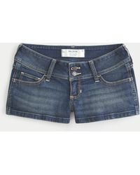 Hollister - Ultra Low-rise Dark Wash Denim Shortie Shorts - Lyst