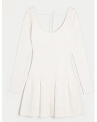 Hollister - Long-sleeve Crochet-style Mini Skater Dress - Lyst