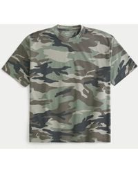 Hollister - Boxy Heavyweight Cotton Camo Crew T-shirt - Lyst