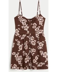 Hollister - Button Front Woven Mini Dress - Lyst