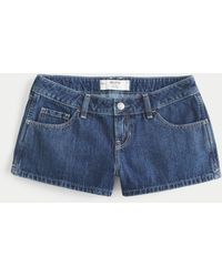 Hollister - Low-rise Medium Wash Denim Mini Shorts - Lyst