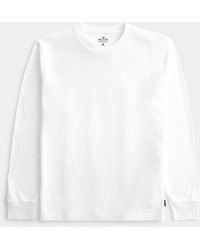 Hollister - Lässiges langärmliges T-Shirt aus schwerer Baumwolle mit Rundhalsausschnitt - Lyst