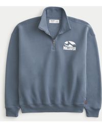 Hollister - Boxy Quarter-zip Logo Graphic Sweatshirt - Lyst
