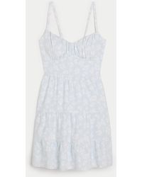 Hollister - Open Back Linen Blend Mini Dress - Lyst